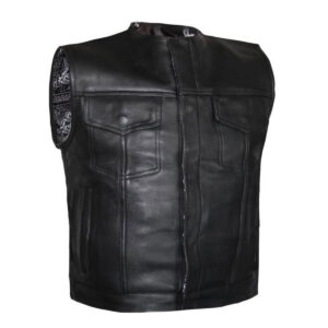 Men's Black Leather Vest