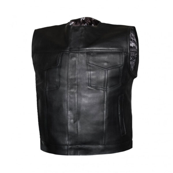 Men's Black Leather Vest