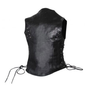 Women Biker Vest In Black
