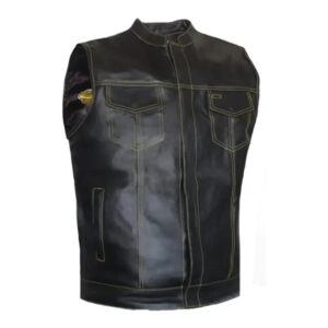 Black Leather Vest Mens