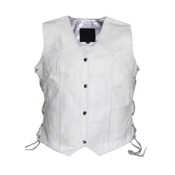 Women's White Leather Vest