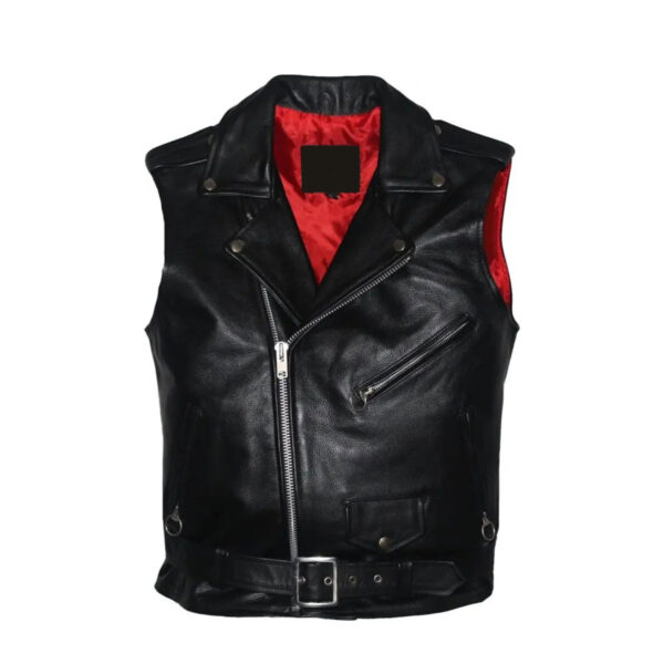 Mens Black Leather Vest
