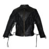 Women's Fringe Leather Jacket In Black