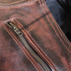 Women's Leather Motorcycle Vest In Dark Brown