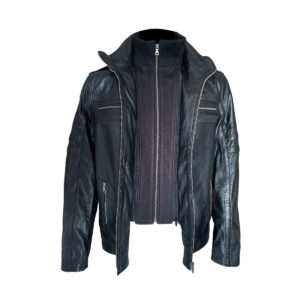 Men's Racer Leather Jacket In Black