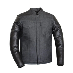 Mens Denim Style Leather Jacket