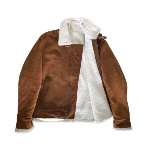 Men's Suede Leather Jacket With Fur Collar