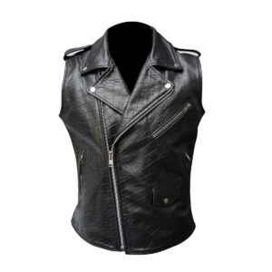 Womens Black Leather Vests