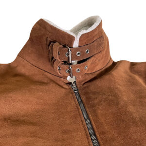 Men's Suede Leather Jacket With Fur Collar
