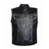 Men's Leather Biker Vest Black