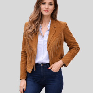 Brown Suede Leather Fringe Jacket