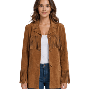 Online Brown Suede Leather Fringe Jacket
