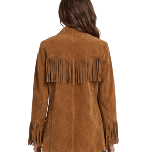 Shop Brown Suede Leather Fringe Jacket