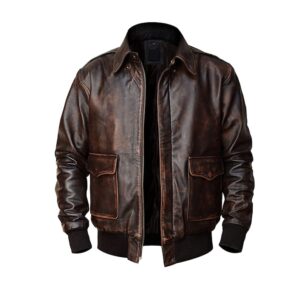 Mens A2 Airforce Distressed Men's Bomber Leather Jacket