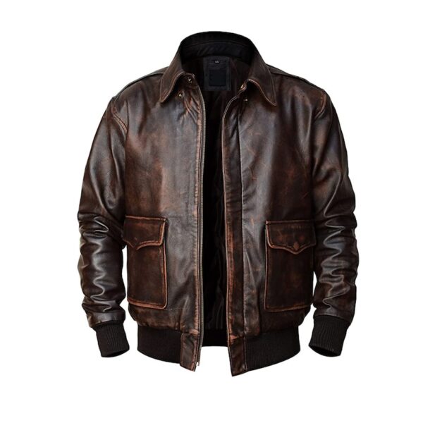 Mens A2 Airforce Distressed Men's Bomber Leather Jacket