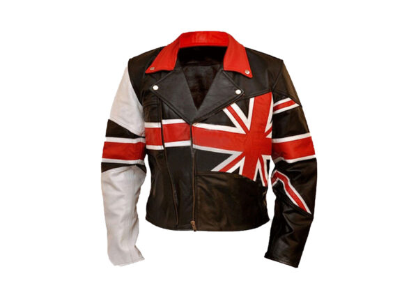 Union Jack Leather Jacket Vintage Patriotic British Flag Biker Motorcycle Retro Rock and Roll Punk Designer Fashion Statement Unique Gift