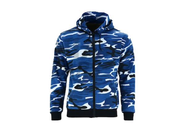 Bikers Kevlar Hoodie Fleece Hoodie Biking Shirt Biker Hoodie Kevlar lined Hoodie with CE Protectors, Bikers Camouflage Zipper Street Jacket