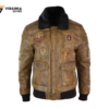 Men's Cowhide Leather Aviator Bomber Jacket