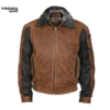 Black Brown Bomber Leather Jacket