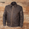 Distressed Brown Motorbike Leather Jacket