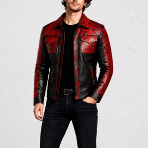 Buy Black Crocodile Leather Biker Jacket