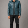 Buy Green Bomber Leather Jacket