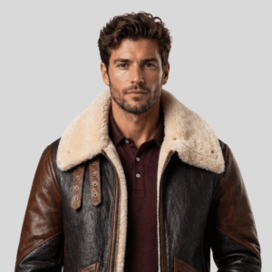 Premium B3 Brown Shearling Leather Bomber Jacket