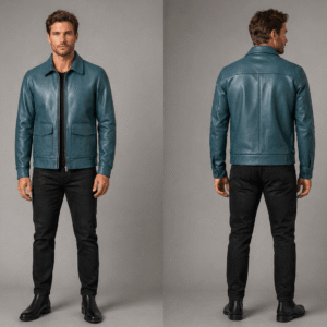 Shop Green Bomber Leather Jacket