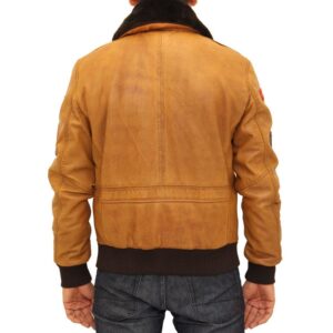 Men's tan classic A2 bomber leather jacket