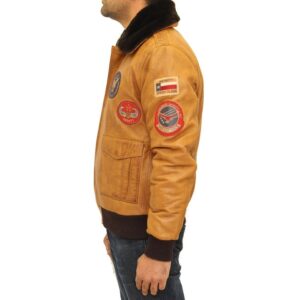 Men's tan classic A2 bomber leather jacket