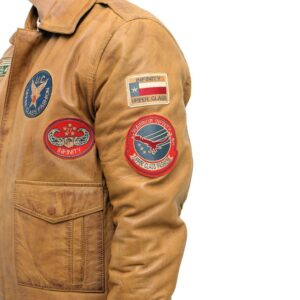 Men's tan classic A2 bomber leather jacket