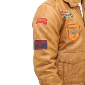 Men's tan classic A2 bomber leather jacket