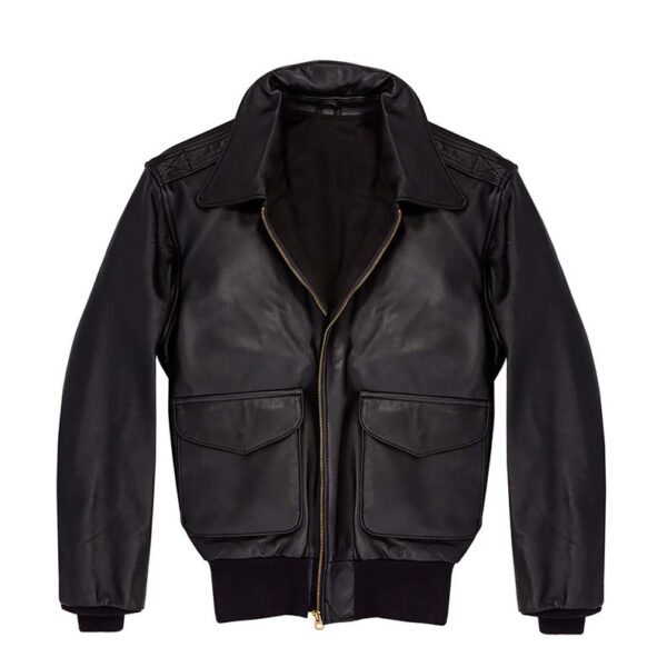 Mens Brown Leather Aviator Bomber Jacket