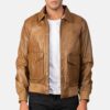 Distressed Brown A2 Men's Leather Bomber Jacket