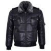 Spin G-1 Black Bomber leather jacket with fur collar