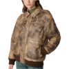 Women's Vintage Bomber Leather Jacket In Brown