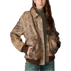 Women's Vintage Bomber Leather Jacket In Brown
