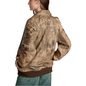 Women's Vintage Bomber Leather Jacket In Brown