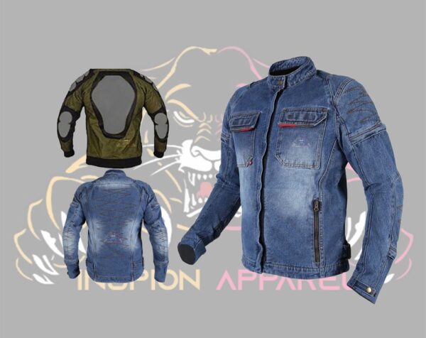 Bikers Zipper Street Jacket, Blue Denim Bikers Kevlar jacket, Biking Shirt Biker jacket Kevlar lined jacket with CE Protectors, Custom Made.