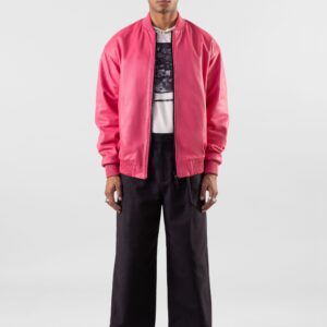 Buy Men's Bomber Leather Jacket in Pink