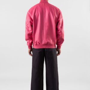 Men's Bomber Leather Jacket in Pink