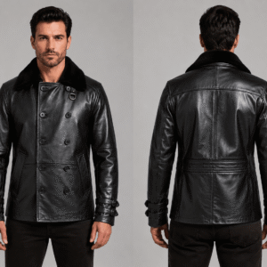 Top Double Breast Leather Coat