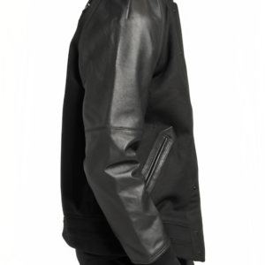 Men's Varsity Leather Jacket In Black