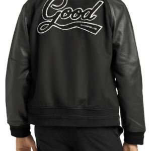 Men's Varsity Leather Jacket In Black