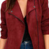 Alison Maroon Suede Biker Jacket