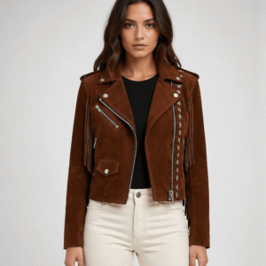 Buy Chocolate Brown Suede Biker Jacket