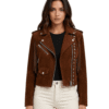 Buy Chocolate Brown Suede Biker Jacket