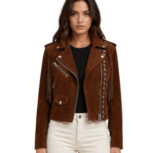 Buy Chocolate Brown Suede Biker Jacket