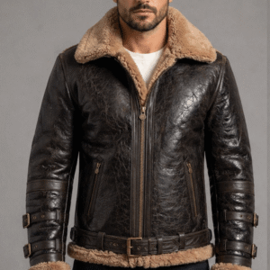 Buy Distressed Leather Coat With Fur