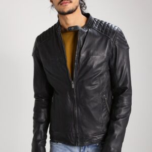 Buy Javier Quilted Black Leather Biker Jacket